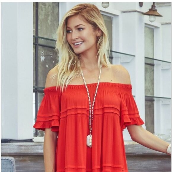 Muche & Muchette Women’s Red Ruffle twirl swing Dress One Size - Picture 10 of 16